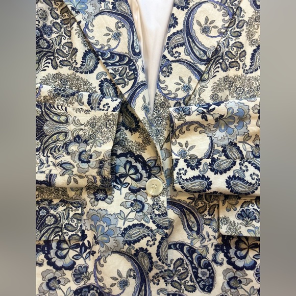 Johnston & Murphy Women’s Linen-Blend Paisley Blazer - Size M - Picture 7 of 8